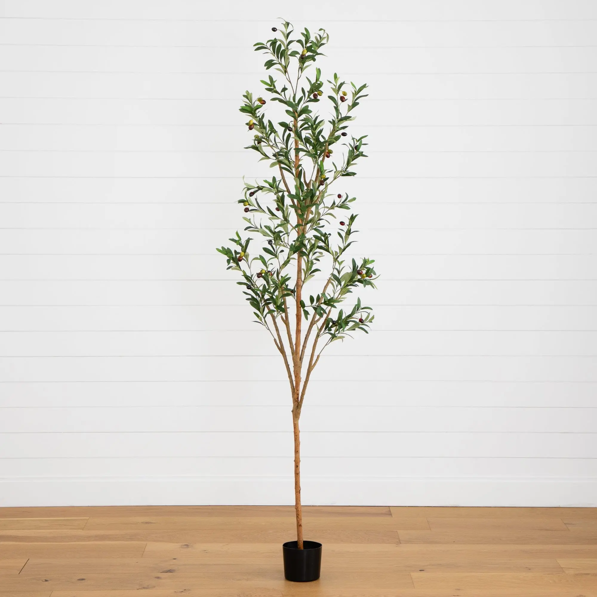7' Artificial Olive Tree with Natural Trunk - Fake Greenery Plant, Artificial Potted Tree for Indoor Living Room Decorations, Home Supplies, Fake Greenery Plants