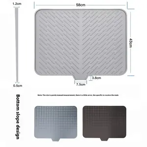 Extra-Large Silicone Dish Drying Mat with Drainage Lip - Durable and Heat-Resistant Kitchen Counter Drainer Pad for Effortless Cleaning - Ideal Tableware Coaster