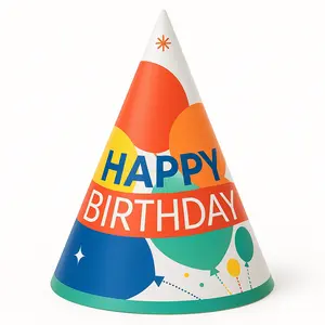 Colorful Balloon Festival Birthday Cone Hat