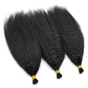 Kinky Straight I Tip Hair Extensions Virgin Human Hair 50g