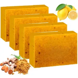 Kojic Acid & Turmeric Face and Body Soap Bar - soap+soap dish Refreshing Hydrating Soap for for Soothing Skin, Moisturizing Soap for Body Wash & Face Wash