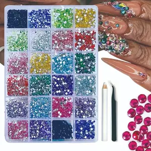 9000pcs Sparkling Flat Back Nail Art Rhinestones, 2mm-6mm Crystal Gemstones for DIY Fashion Accessories, Shoes, Clothing Decorations, Sparkly Rhinestone, Elegant Bling Rhinestone, Resin Rhinestones