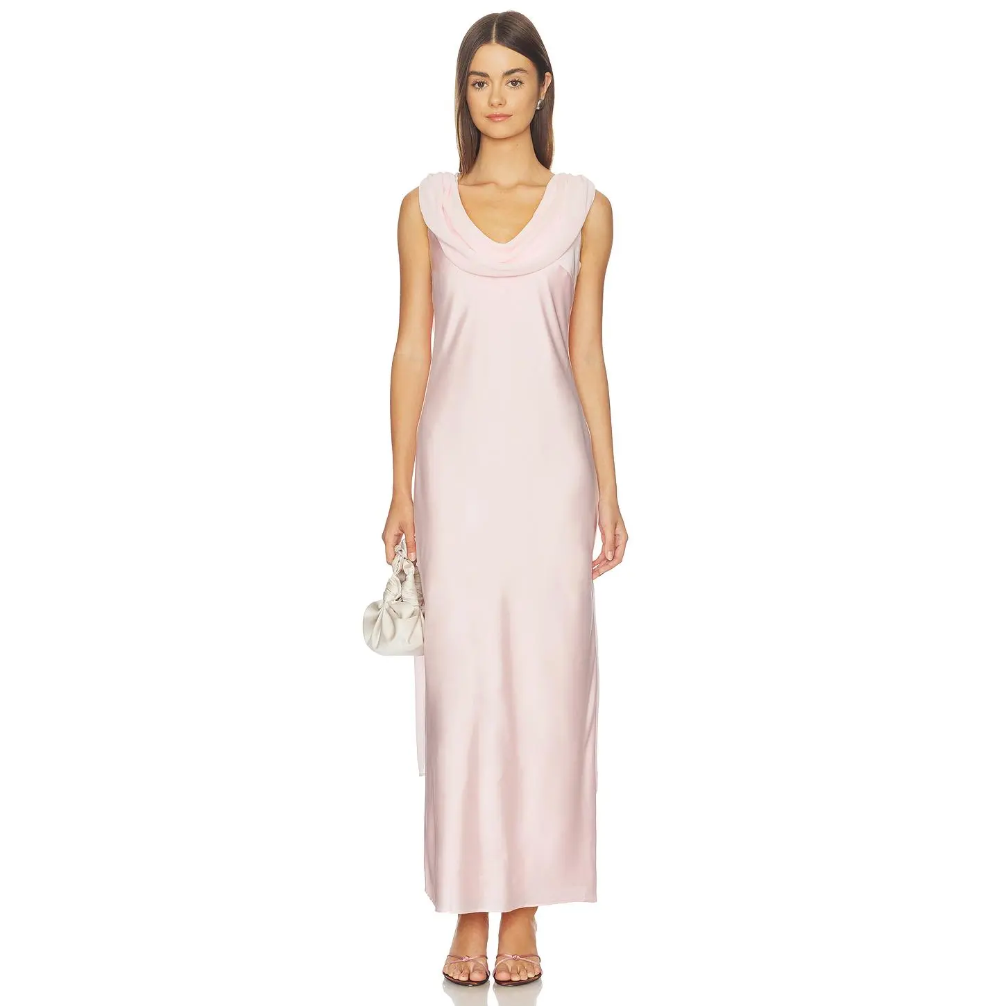 Show Me Your Mumu Maya Midi Dress in Powder Pink Luxe Satin