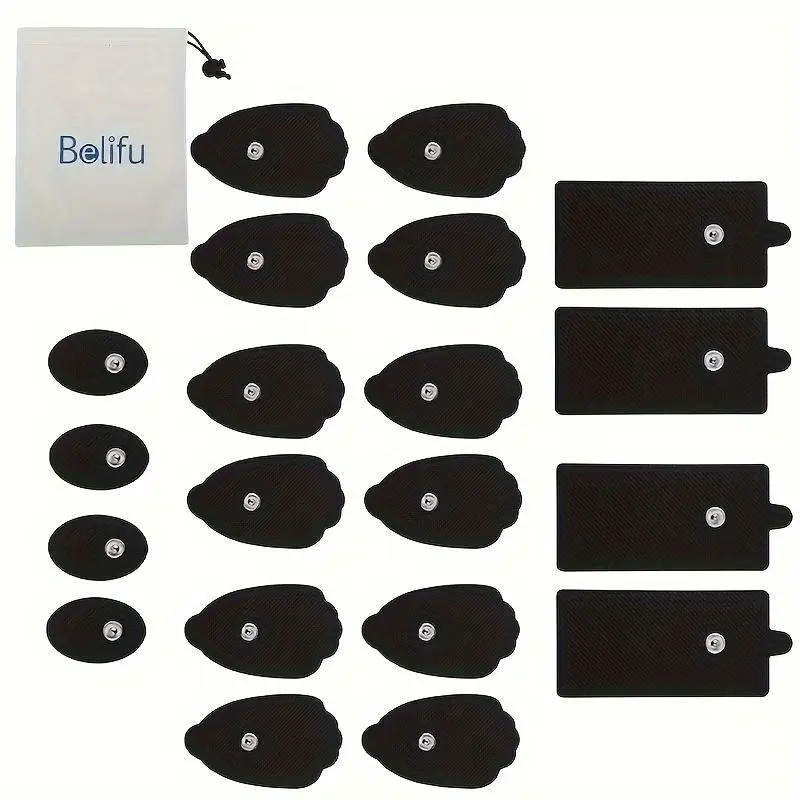 Reusable EMS Gel Pads – Self-Adhesive, Skin-Friendly, Latex-Free Electrode Replacement with Standard 3.5mm Snap Connector for TENS & EMS Muscle Stimulator