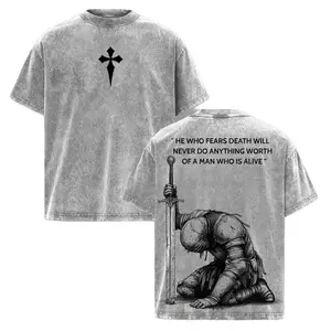 Holy Crusader Knight Vintage Washed T-Shirt – Medieval Paladin Armor Graphic Tee, Gothic Warrior Streetwear Unisex