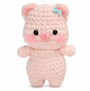 TIKA Beginner Crochet Kit Pink Pig with Step-by-Step Video Tutorials, DIY Amigurumi Crochet Starter Set
