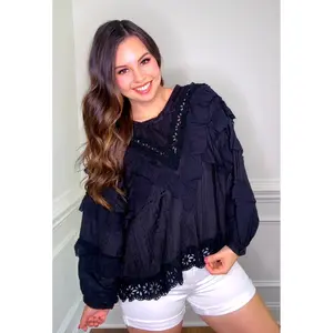 Delicate Lace Ruffle Accent Top (2 colors)