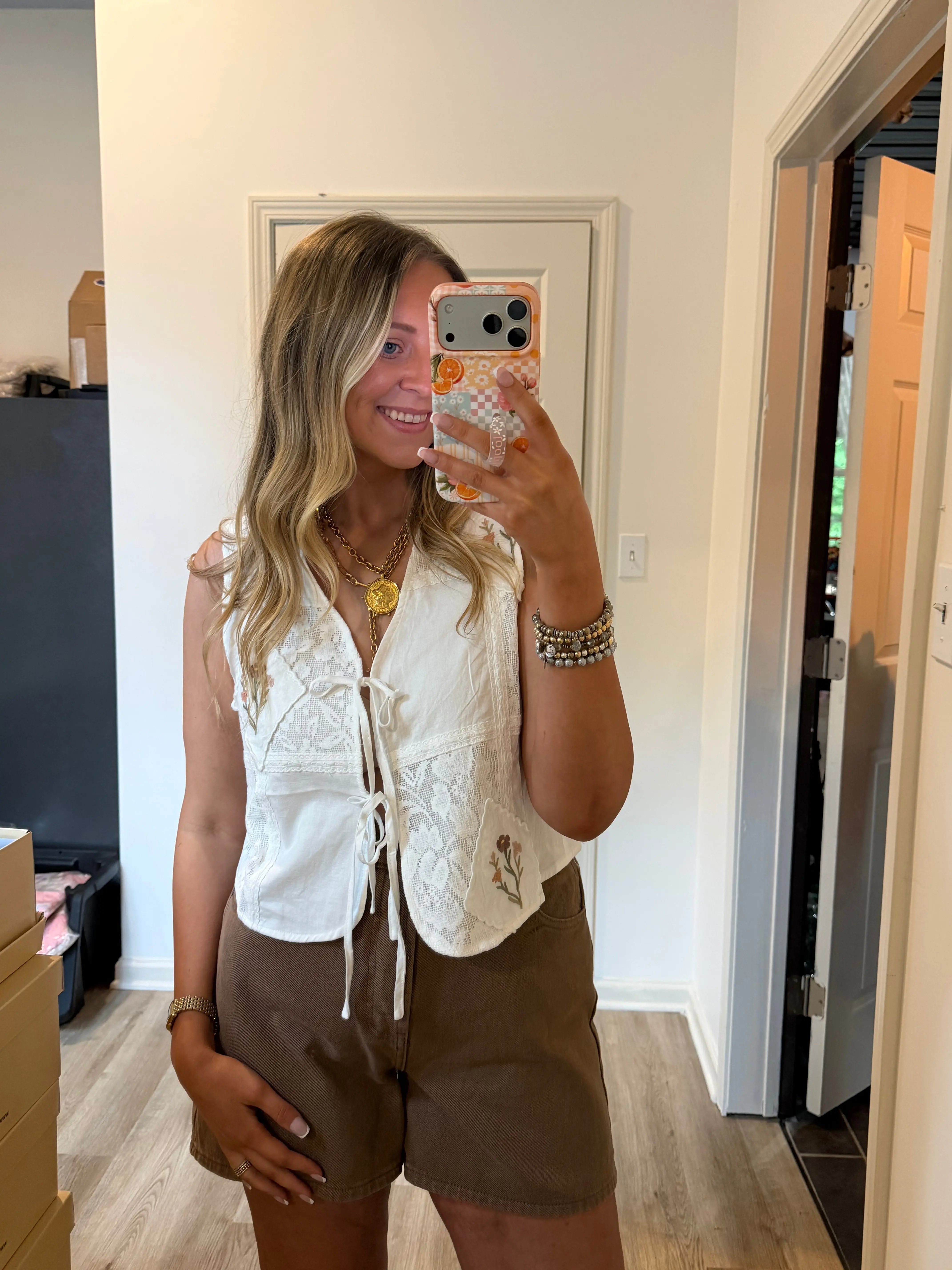 embroidered floral patchwork vest