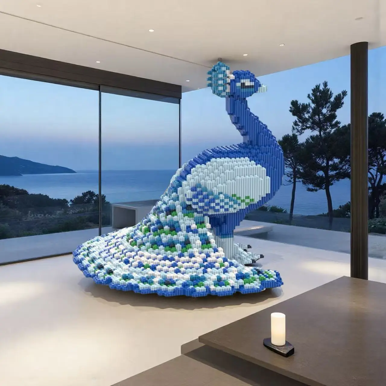 4420pcs Blue Peacock Animal 3D Puzzle Building Block Creative Decoration, Perfect Gift for Birthday Halloween Valentine Christmas Holiday DIY Hobbyists