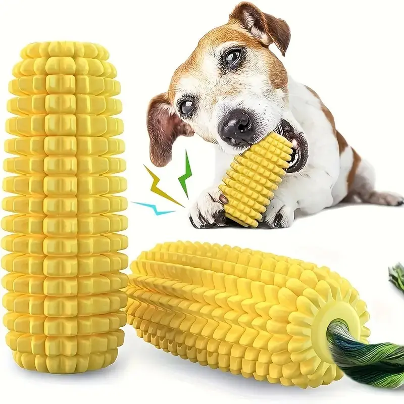 1 durable corn cob dog toy - an interactive no squeaking chew toy suitable for medium-sized dogs, cleaning teeth, maintaining oral health and training - battery free, safe plastic material