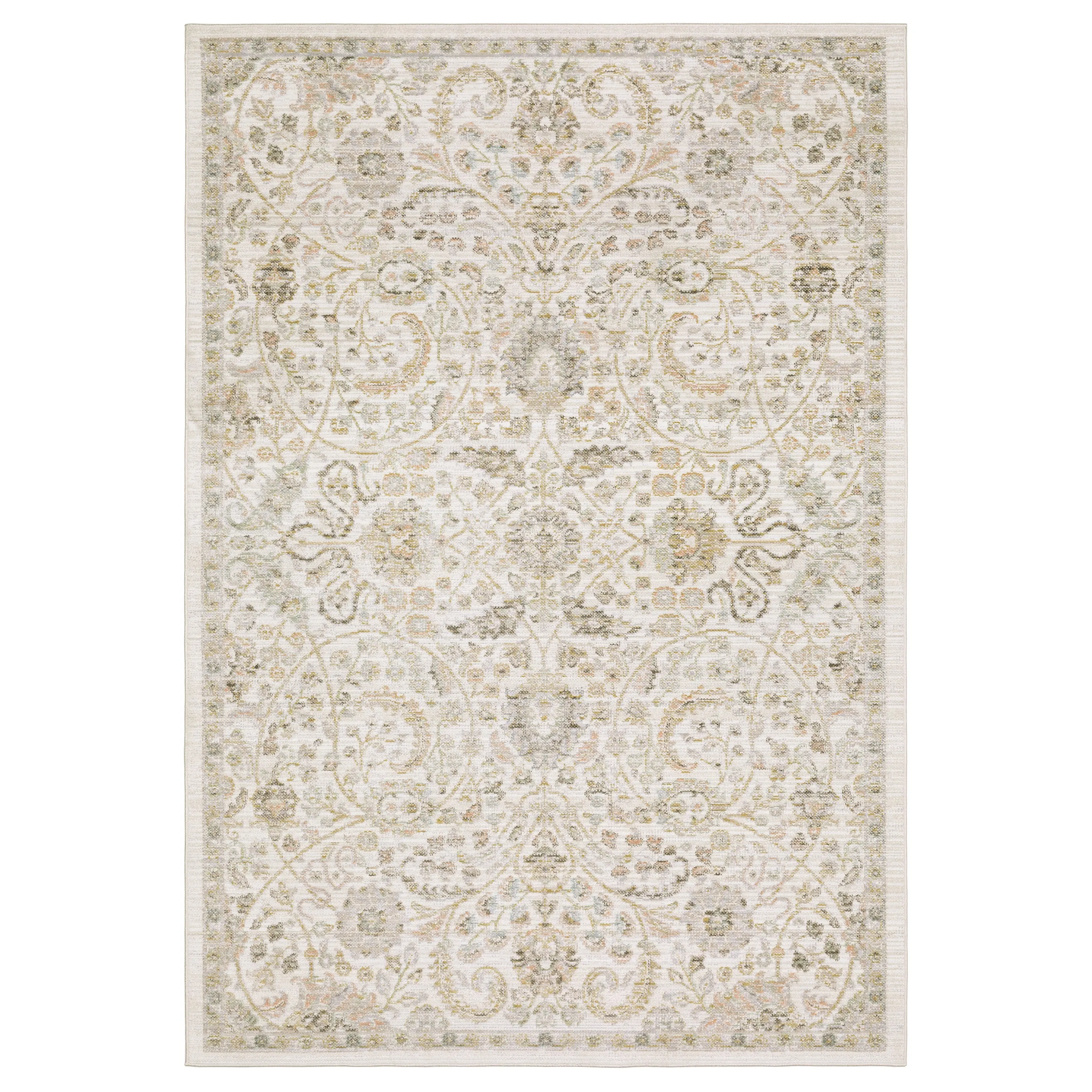 Oriental Weavers Cavett CAV05 Ivory Gold Vintage Machine Woven Rug