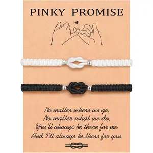 Pinky Promise Knot Couples Bracelets Anniversary Christmas Valentines I Love You Gifts for Boyfriend Girlfriend Women MenGift