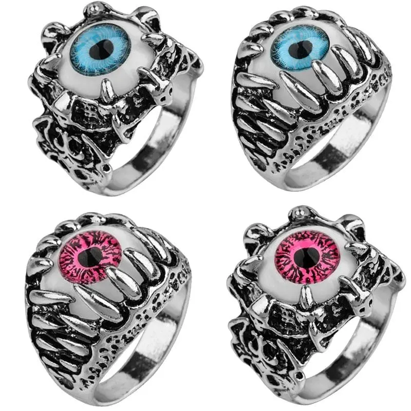Jewelry - Men's Fashion Vintage Dragon Claw Evil Eye Ring Fashion Devil Eyeball Party Rings Men Jewelry Anime Skull Hip Hop