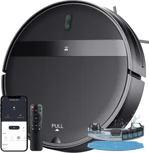 Wet-Dry Robot Vacuum and Mop Combo - Ultra Slim, Smart 3D Obstacle Avoidance, Tangle-Free, App/Voice Control for Pet Hair, Hard Floors, Carpets