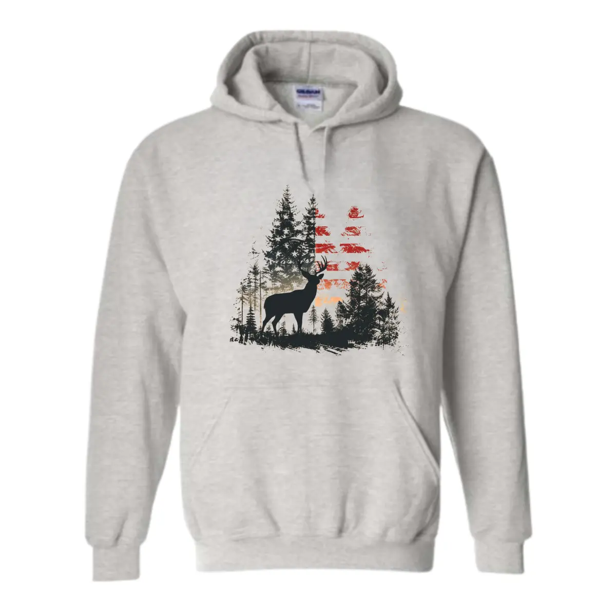 Deer Forest Hoodie - Vintage Woodland Buck Design with Sunset Landscape, Perfect for Hunters, Campers and Outdoor Lifestyle Lovers, Unisex Hoodie for Men and Women Menswear Sweaters