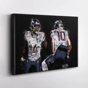 [No Frame] Courtland Sutton & Bo Nix Denver Broncos Poster Wall Art, Football Poster, Gift for Broncos Fans