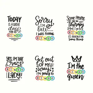 6 Pack Bingo Number 1-75 Heat Transfer Vinyl Stickers with Bingo Balls and Letters for DIY T Shirts Party Decorations Craft Supplies
