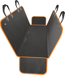 Dog Car Seat Cover Car Seat Protector- Dog Seat Cover for Back Seat of Suvs, Trucks, Cars - Waterproof & Convertible Dog Hammock for Car Backseat - Dog Travel Accessories -Orange, XL