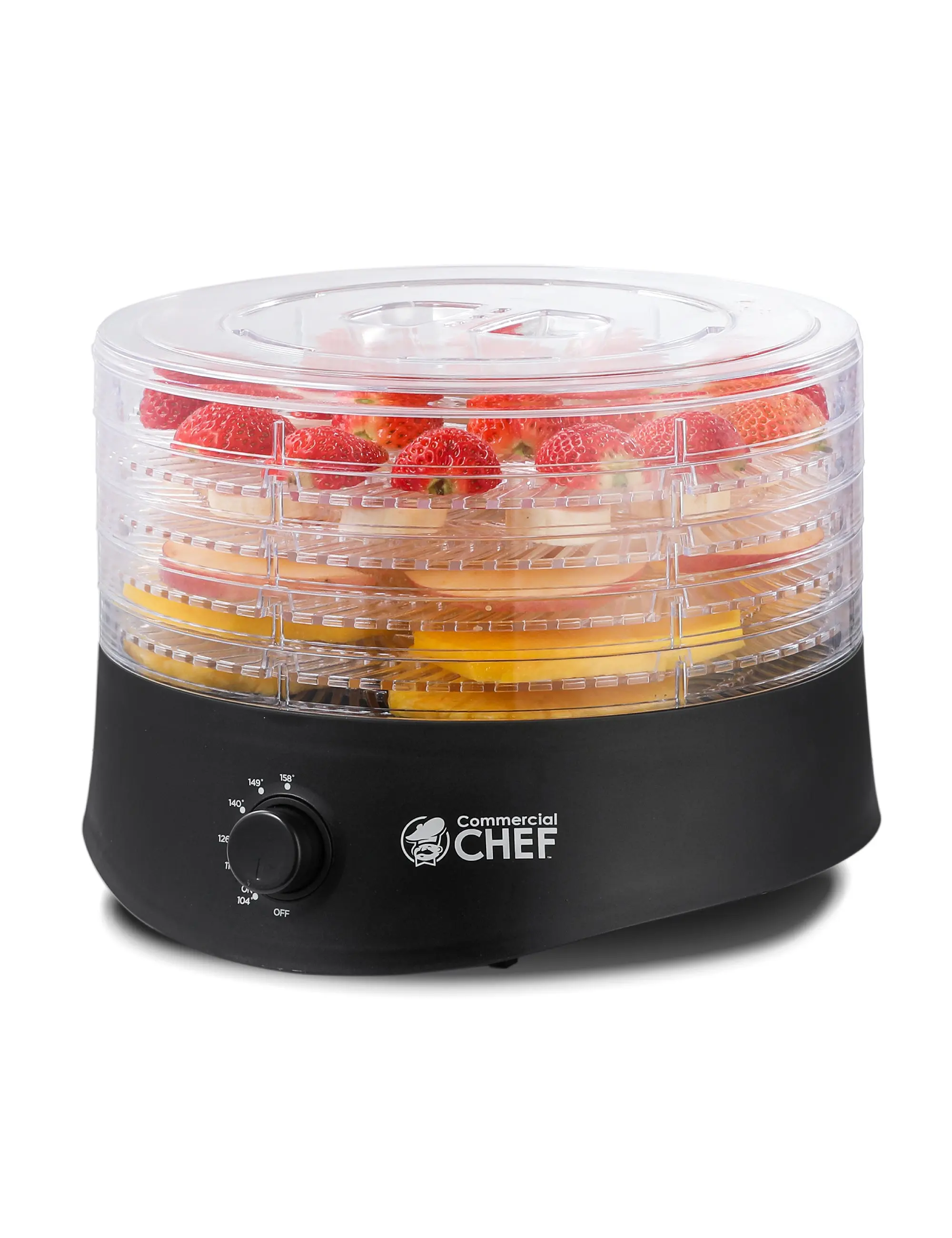 Commercial Chef Food Dehydrator, Five 9.25 BPA-Free Plastic Trays, Dehydrates and Dries Meat, Fruit, Veggies and Jerky, 280W Dehydration Machine, Adjustable Thermostat
