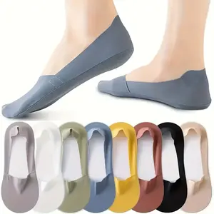 6 Pairs Ultra-Thin Women's Breathable No-Show Socks | Non-Slip Invisible Boat Socks with Silicone Grip - Perfect Gift for Family & Friends, Ideal for Casual Attire, Casual Wear Socks(White, Beige, Yellow, Black, Light Gray, Red)