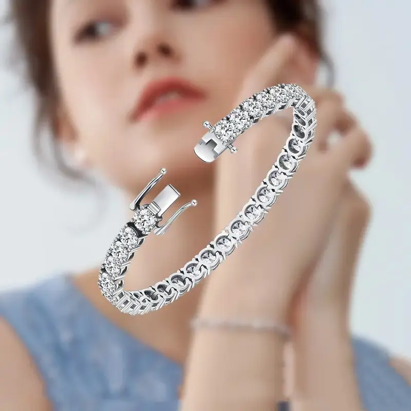 Baguette Tennis Bangle Bracelet in 925 Sterling Silver, Elegant and Versatile Design for Unisex Daily Wear, Bracelet Stacking Gift for Birthday & Graduation Ceremonies, Zircon Stones, Everyday Wear, Classic Bangle, Anniversary, Adults, Crafted, Arm Candy,