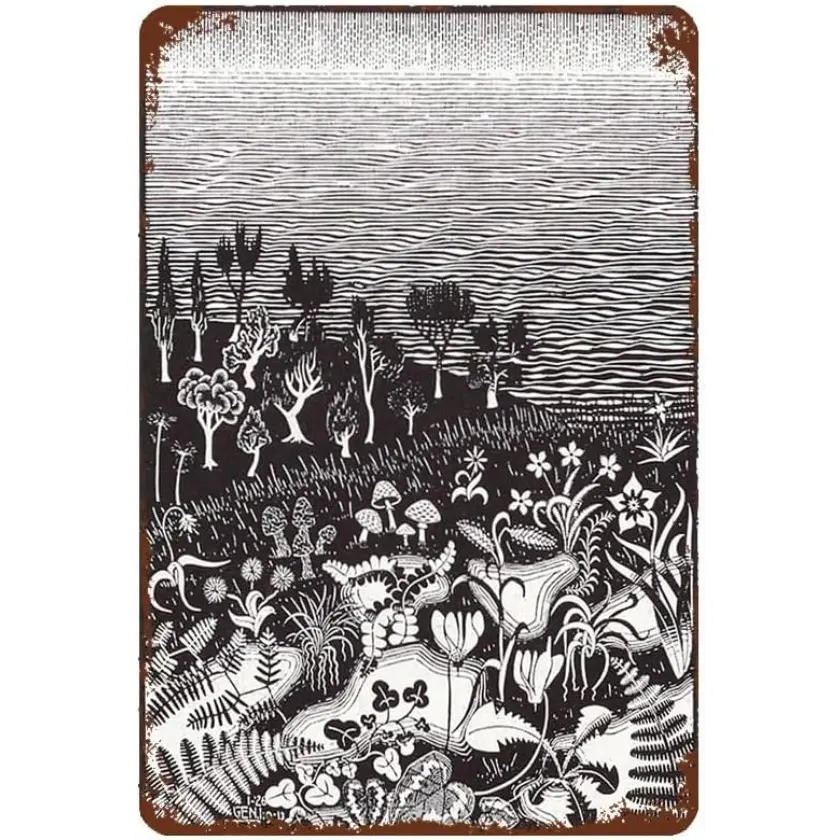 Aluminum Vintage Sign Surrealist Artistic Third Day Work McEscher Art Poster for Home Wall Decor bar cafe kitchen bathroom 12x16 Inches
