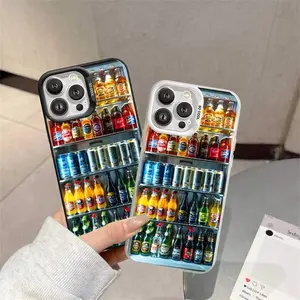 Holo Frame Phone Case Compatible with iPhone - Printed Retro Supermarket Drinks Graphic Shockproof Cover