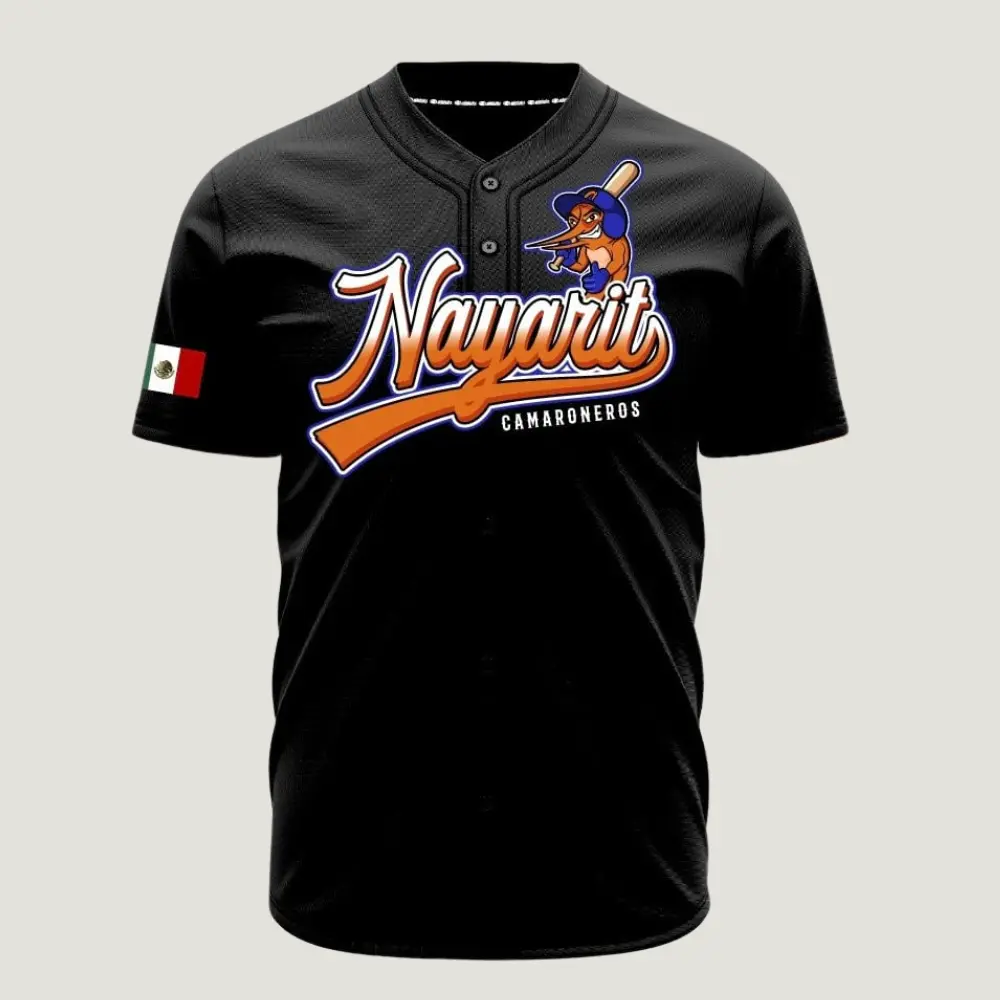 Nayarit Camaroneros Mexico Baseball Jersey – Button Up Sports Shirt, Breathable Mesh Baseball Uniform, Mexican Heritage Fan Gift, Unisex Casual Game Day Apparel