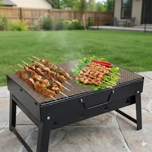 Non-Stick PTFE Reusable BBQ Grill Mat, Even Heat Distribution Folding Grilling Pad for Camping, Travel, Outdoor Cooking Accessories, Easy Clean Multi-Scene Barbecue Tool