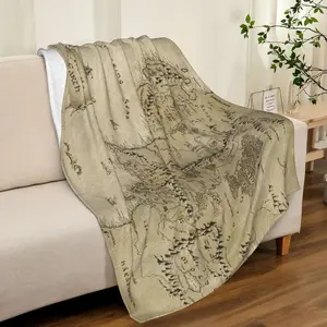Flannel Blanket |Middle Earth Map Pattern Soft Flannel Throw Blanket, Warm Cozy All Season Blanket, Perfect Home Decor For Couch Sofa Bed| Home & Gift
