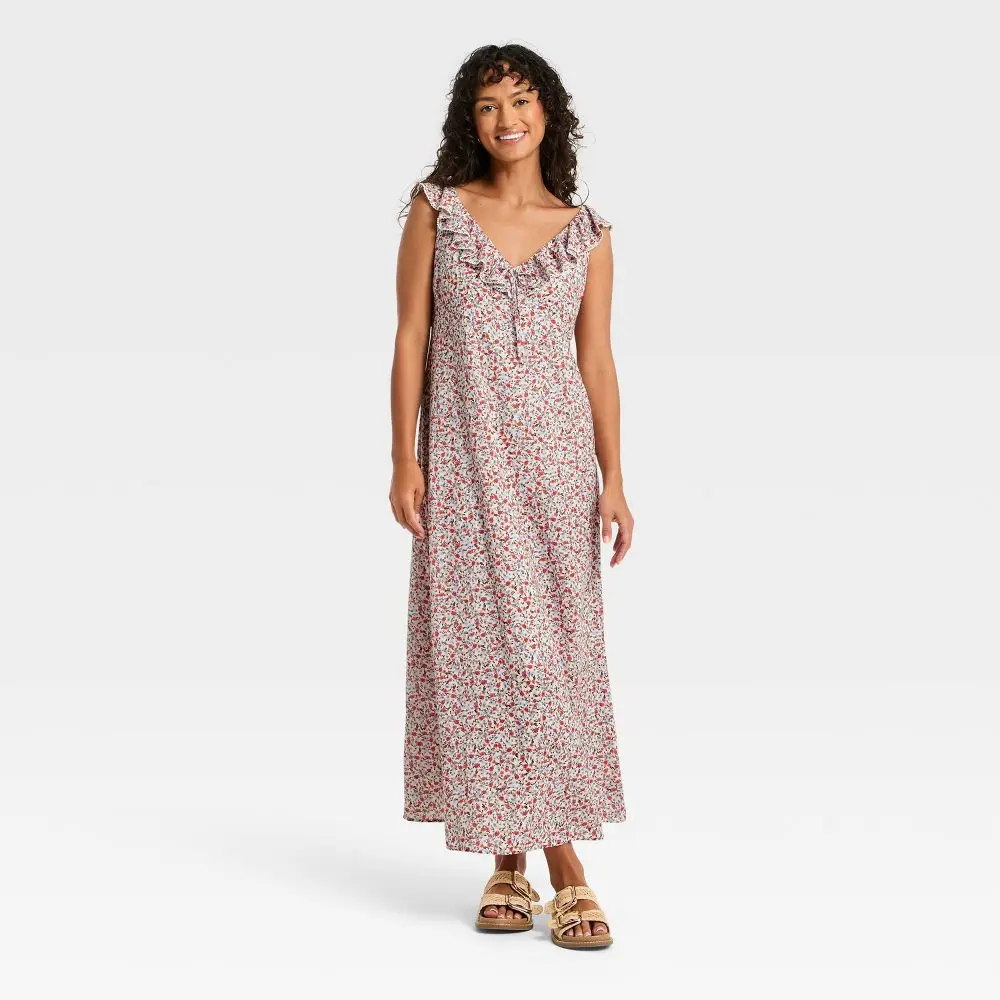 Women's Sleeveless Ruffle Maxi Sundress - Universal