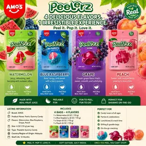 Amos Peelerz 4-Pack Watermelon, Blue Raspberry, Peach, and Grape.