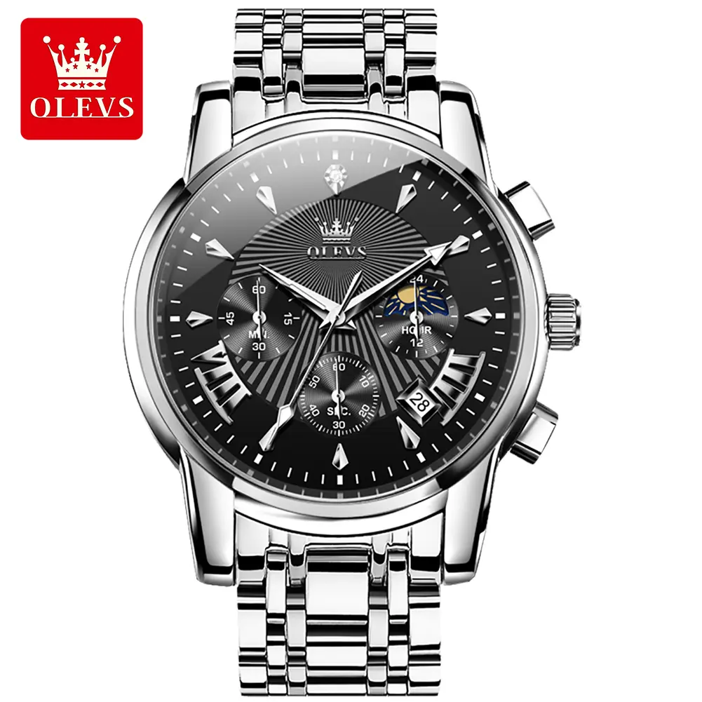 OLEVS Premium Business Men's Waterproof Quartz Watch, Luminous Hands & Multi-Functional Dial Wristwatch
