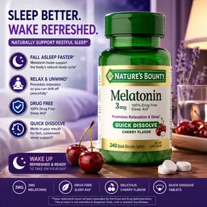 Nature's Bounty Melatonin 3mg Quick Dissolve, Sleep Aid Supplement, Sleep Aids for Adults, Cherry Flavor, 240 Count (Pack of 1)