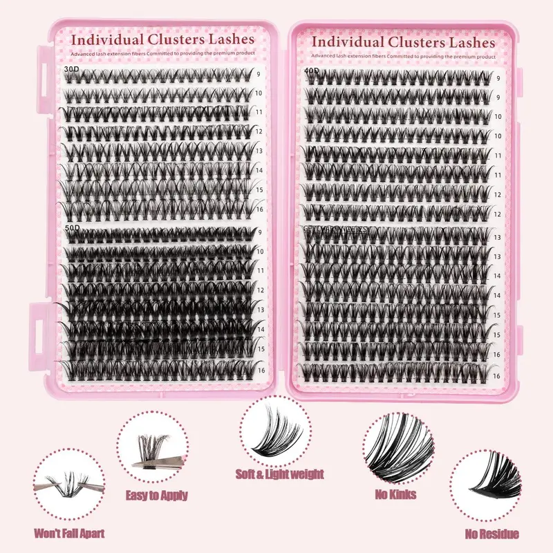 Natural Look Eyelash Extensions Set with False Lashes, Tweezers, Glue, Remover and Fixer, Professional Accessories for Women's Summer Makeup 2