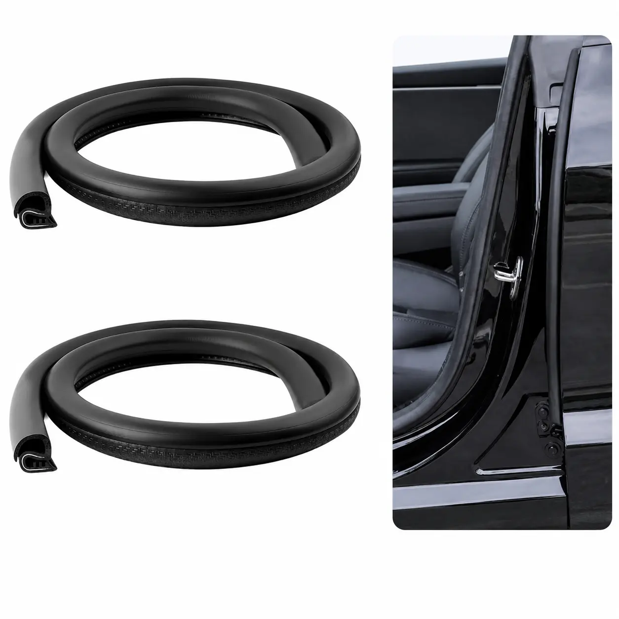 2-Count Universal EPDM B-Pillar Buckle Mount Rubber Seal Strip, Automotive Weather Stripping for All Vehicle Types - Wind Noise & Debris Barrier, Shock-Absorbing Door Sealing Protector Trim, Energy-Saving Car Accessory