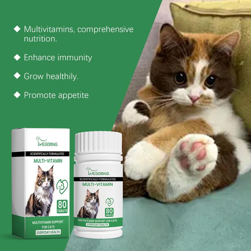 Pet cat multivitamin tablets - Cat vitamin and mineral nutritional supplementlitter pellets, spray, litter tray, litter box, removal
