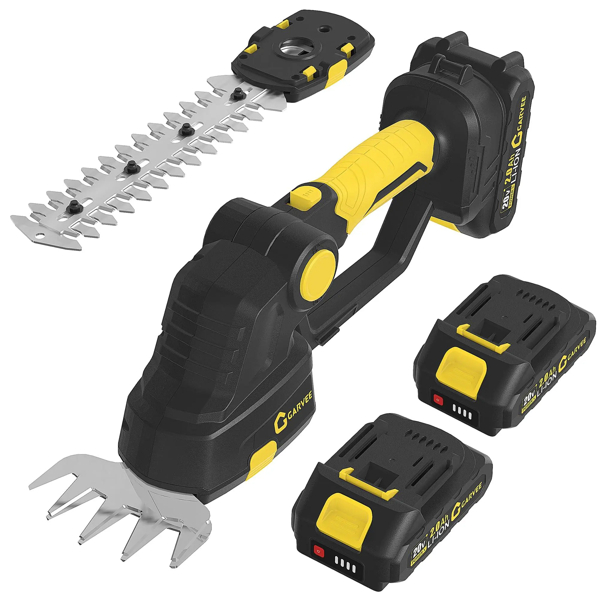 Wireless 2-in-1 Grass Shear & Shrub Trimmer – 20V Handheld Electric Hedge Cutter with 2 x 2.0Ah Rechargeable Batteries, Type-C Charging Base – Ideal for Lawn & Hedge Maintenance
