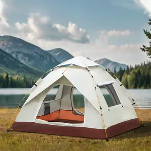 Backpacking Ready, Easy Pop Up 3-4 Person Waterproof Double Layer Dome Camping Tent with 2 Doors & 2 Windows, PU2000 UV Breathable Anti-Mosquito Tent for Backyard Hiking Camping, Ideal for RV & Motorcycle Outdoor Trips