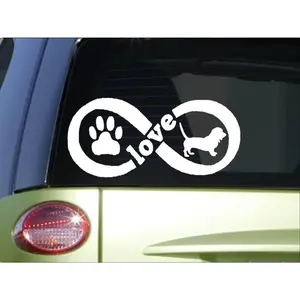 Basset Hound Infinity sticker *H407* 4 x 8.5  inch vinyl dog decal