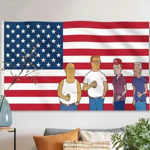 King of the Hi-ll TV Show Flag, 3x5 Ft America Motivational Flags for Office Gym Dorm Wall Decor, Inspirational Flags with Brass Grommets for College Dorm Room