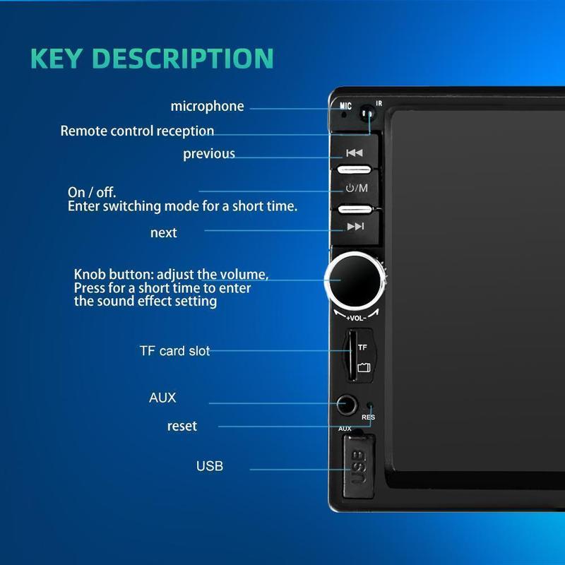 Double Din Car Stereo Car Radio with Bluetooth 7 Inch Touch Screen FM Radio Link USB 2 Din Car Audio Receiver Remote Control Steering Wheel Control Backup Camera