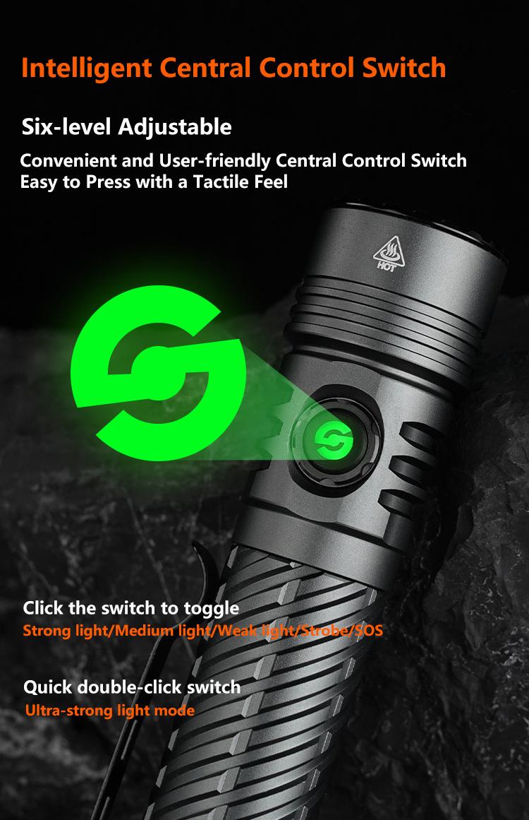 Rechargeable Flashlight Strong Light Ultra Bright Portable Outdoor Camping Flashlight Home Ultra Long Endurance Lighting Six Modes