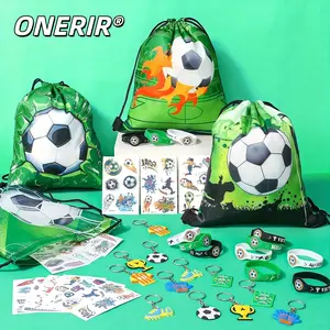 ONERIR 12 Sets Soccer Themed Party Favors Include Drawstring Bags Wristbands Keychains Sport Birthday  Set Perfect for Goodie Bag Fillers Soccer Birthday Party Decorations couple gifts