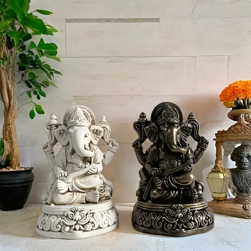 Ganesha Statue - Hindu Deity Figurine, Crafted from Resin, Ideal for Home and Office Decoration, Perfect Gift for Elephant Enthusiasts, Religious‑themed Ornament