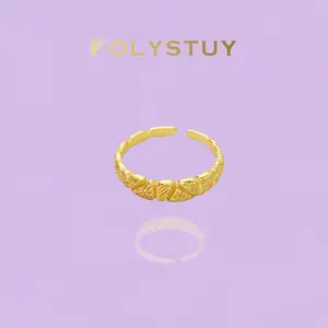 《YNZ46》Textured Heart Pattern Open Ring