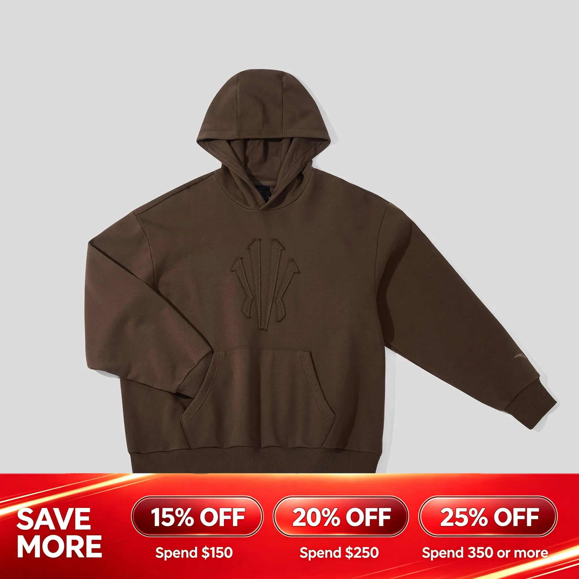 ANTA Hélà Echo Hoodie Kyrie Irving Cotton Hoodie Sweatshirts Brown Polyester Tops Long Sleeve