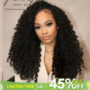 CurlyMe Half Wig Invisible Hairline 250%&300% Density Full Burmese Curly Human Hair Glueless Install Wear Go Half Wig No Lace Seamless Flip Over Wig With Drawstring Beginner Friendly #Summervibes