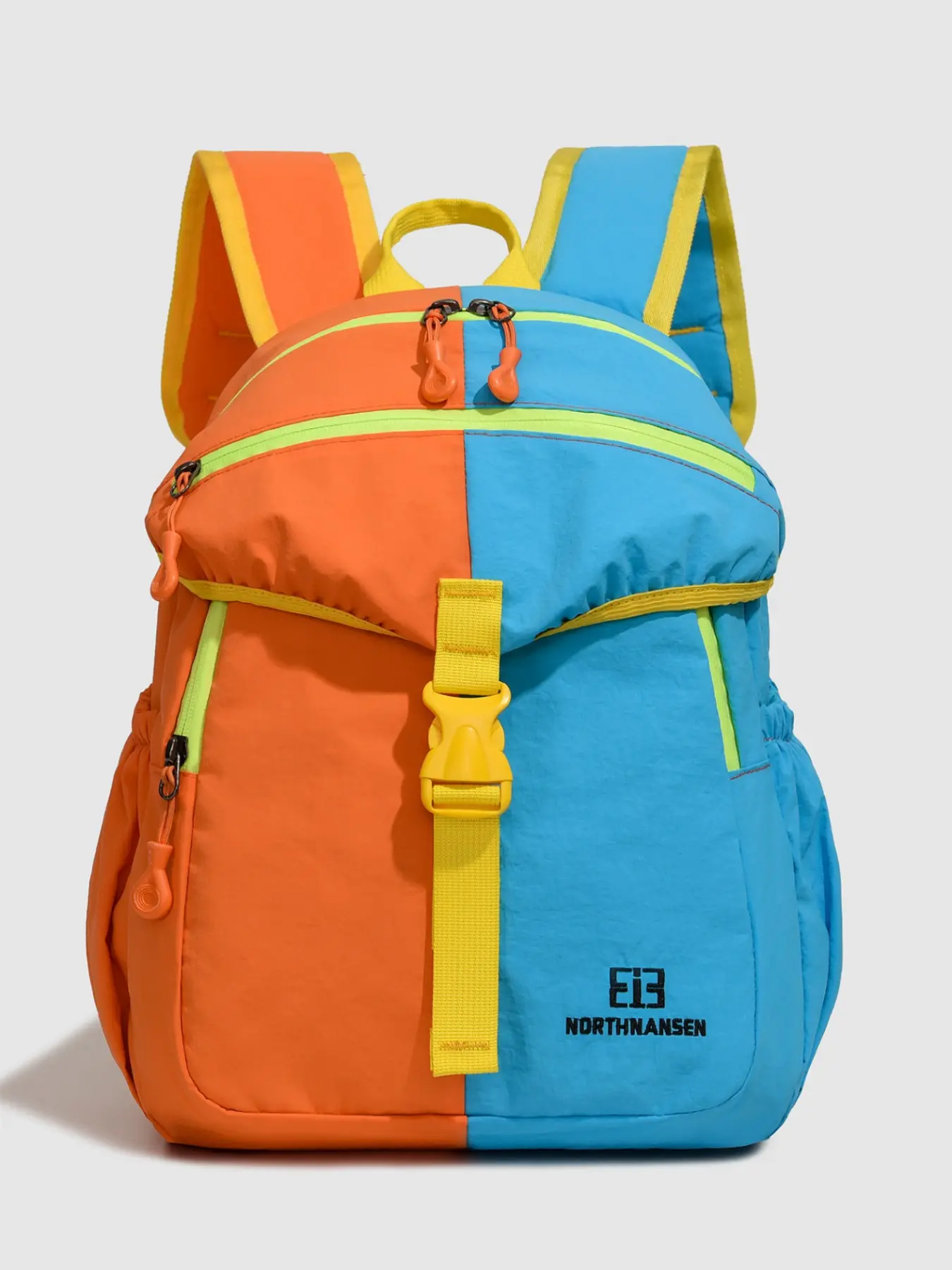 Colorblock Nylon Backpack, Lightweight Multi-Compartment Student Bag, Outdoor Sports Backpack, Unisex Travel Storage Bag, Sporty Design, Casual Nylon Backpack for Travel