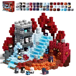 Magnetic Blocks-150/100PCS Magnetic Building Blocks Set，Ice & Fire Theme，Magnetic Tiles Stacking, Build Mine Magnet World Set, Magnet Cubes，STEM Montessori Children Sensory  Toys for Kids Boys Girls Ages 4-8 Christmas Birthday Gifts